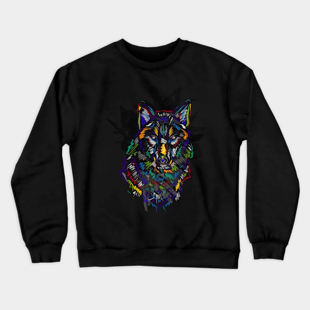 Wolf colorful illustration Crewneck Sweatshirt by Razym